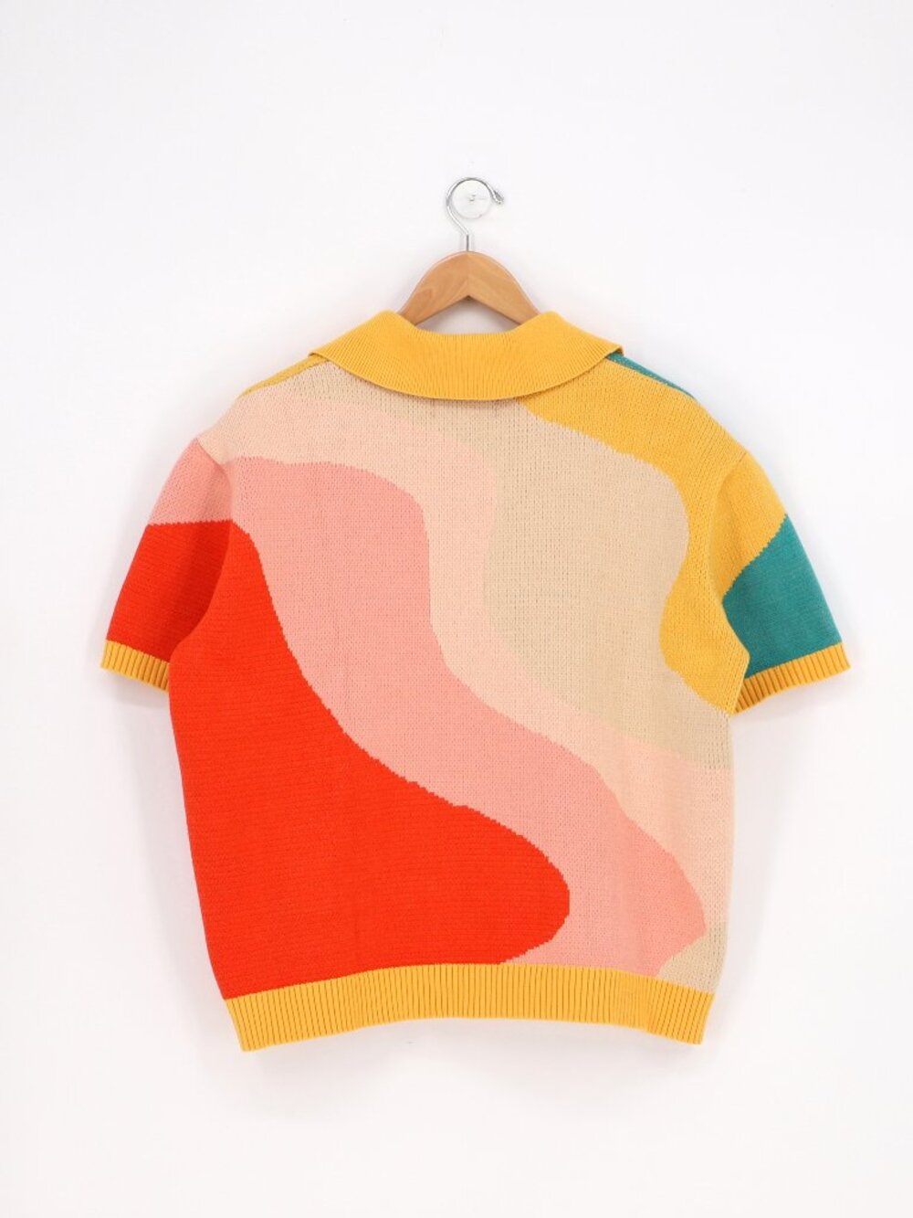 YITAI "New Wave" Men's Short Sleeve Button Down Retro Knit Cardigan Size L - Picture 2 of 6
